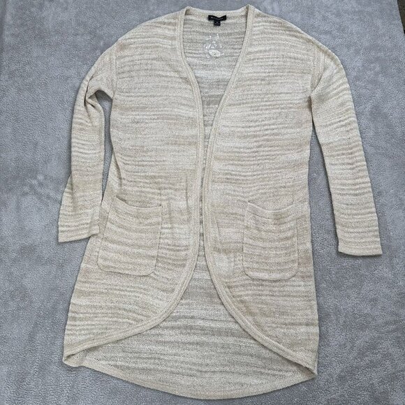 H by Halston Women's Knit Lightweight Open Cardigan Duster Long Sz M Cream NWOT - Picture 4 of 11